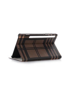 Generic Galaxy Tab S6 T860 T865 Plaid Texture Horizontal Flip Leather Case with Holder and Card Slots and Wallet Coffee  - Image 5