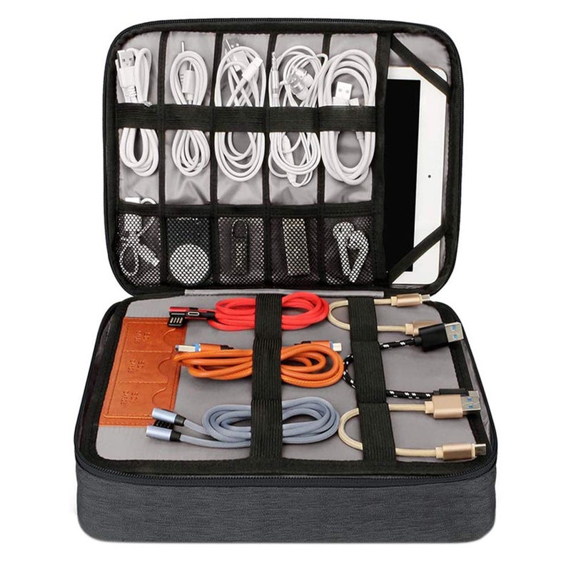 Travel Electronics Organizer with Dual Layers for Secure Storage and Portability - Image 3