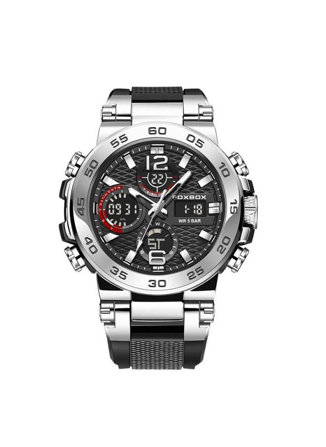 Generic Foxbox Fashion New Double Display Multi-function Adhesive Tape Luminous Timing Sports Casual Waterproof Men's Watch 0033 