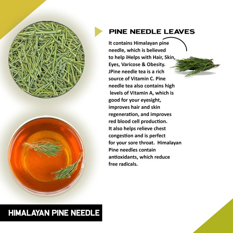 TEACURRY Himalayan Pine Needle Tea - (100 Grams, 200Cups) Helps with Hair, Skin, Eyes, Varicose & Obesity - Pine Needle From Portugal - Image 2