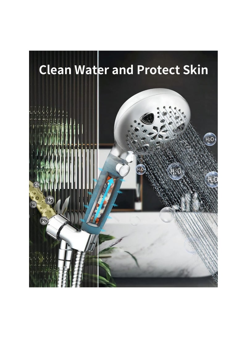 Shower Head, High Pressure Handheld Showerhead with Filter, 9-Mode Spray Showerhead, Effective Water Control, for Dry Skin & Hair, Cleaning Pets, Bathrooms, Blankets Etc.(1 Pack) - Image 3