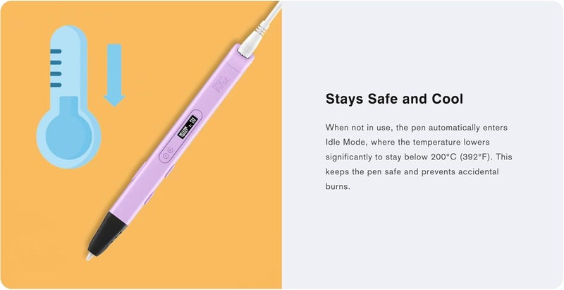 myFirst 3D Pen Artist 3D Printing Pen for Kids & Teens | Adjustable Temperature, OLED Display, Biodegradable PLA Filament Included (6 Colors), Safe Creative Tool for Art, STEM & DIY Projects - Purple - Image 3