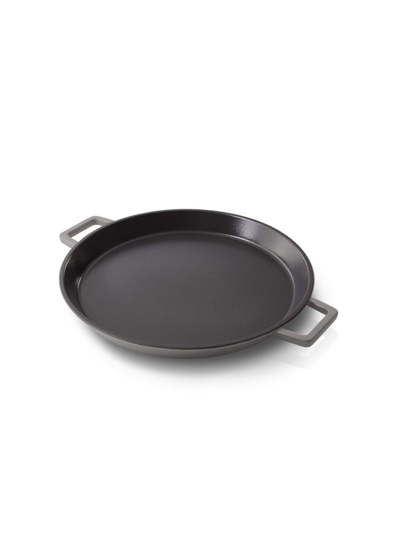 Dash Zakarian by Dash 13 Inch Nonstick Cast Iron Dual Handle Pan Titanium Ceramic Coated Frying Pan Grey 