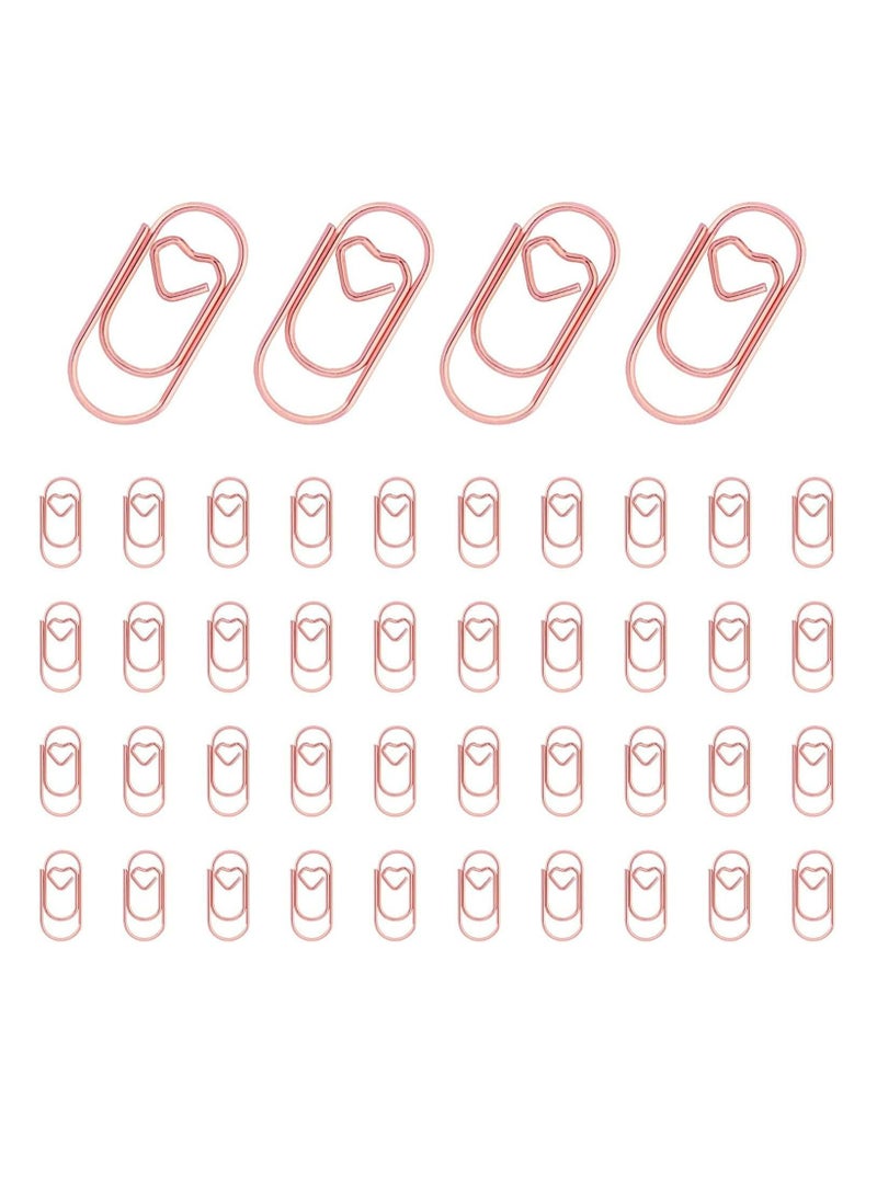 Oasisgalore 150 pcs Rose Gold Paper Clips，Heart-Shaped Paper Clips Bookmark Clips for Office School  - Image 1