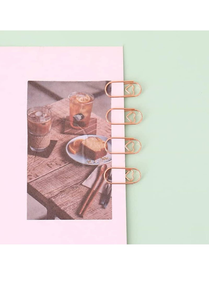 Oasisgalore 150 pcs Rose Gold Paper Clips，Heart-Shaped Paper Clips Bookmark Clips for Office School  - Image 2