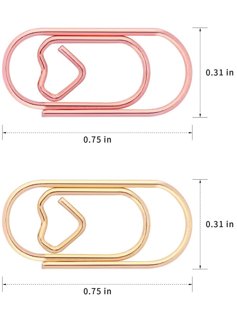 Oasisgalore 150 pcs Rose Gold Paper Clips，Heart-Shaped Paper Clips Bookmark Clips for Office School  - Image 4