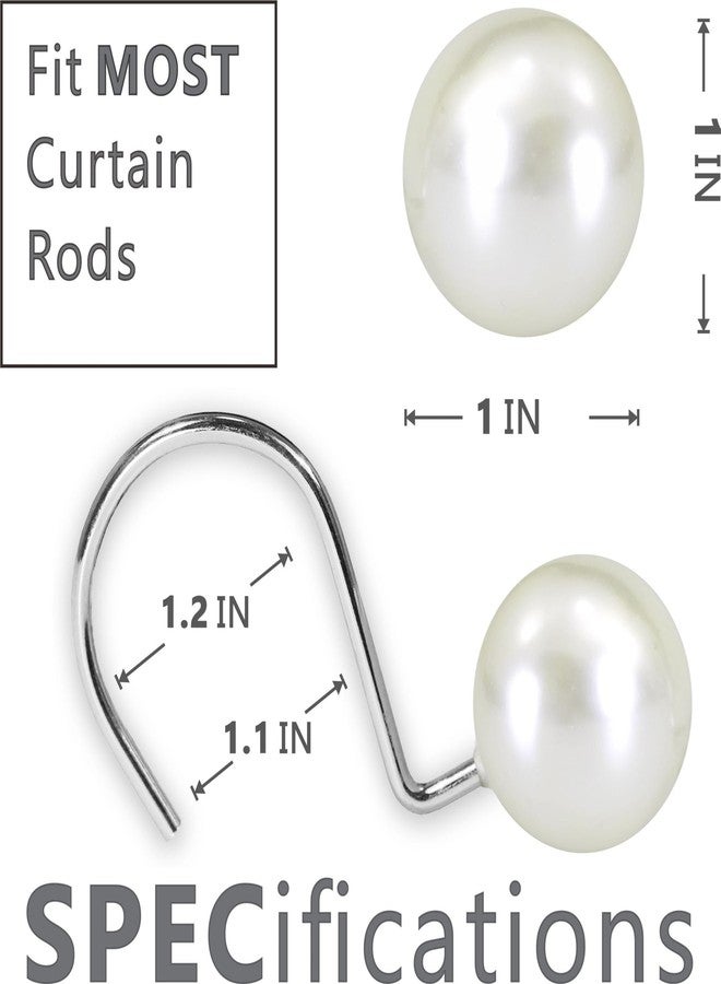 Popkozzi White Decorative Shower Curtain Hooks: 12 Pcs Elegant Ivory Pearl Design Rustproof Stainless Steel Rings - Stylish Bathroom Accessories & Gift for Women Moms Girls Lovers of Farmhouse Boho Vintage - Image 3