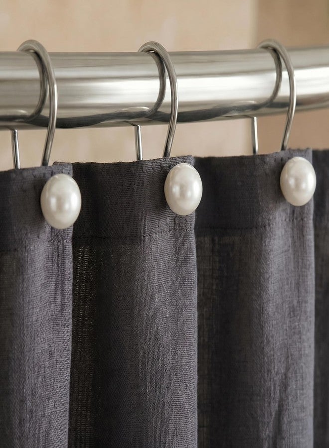 Popkozzi White Decorative Shower Curtain Hooks: 12 Pcs Elegant Ivory Pearl Design Rustproof Stainless Steel Rings - Stylish Bathroom Accessories & Gift for Women Moms Girls Lovers of Farmhouse Boho Vintage - Image 2