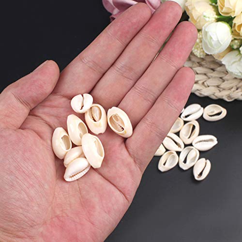 DINGPAI 100Pcs Cowrie Shell Beads, White Natural Spiral Shell Bead for Jewelry Making, Summer Beach Cowrie Shells for DIY Craft Bracelets, Necklaces, Anklets - Image 3