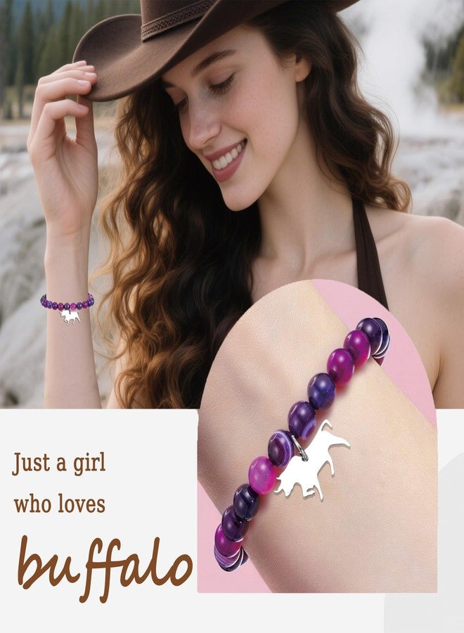 PARTNER Cute Buffalo Gifts for Women Buffals Natural Stone Beaded Healing Bracelet for Wild Animal Lover (Buffalo) - Image 4