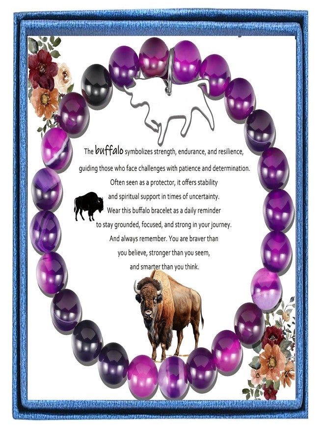 PARTNER Cute Buffalo Gifts for Women Buffals Natural Stone Beaded Healing Bracelet for Wild Animal Lover (Buffalo) - Image 1