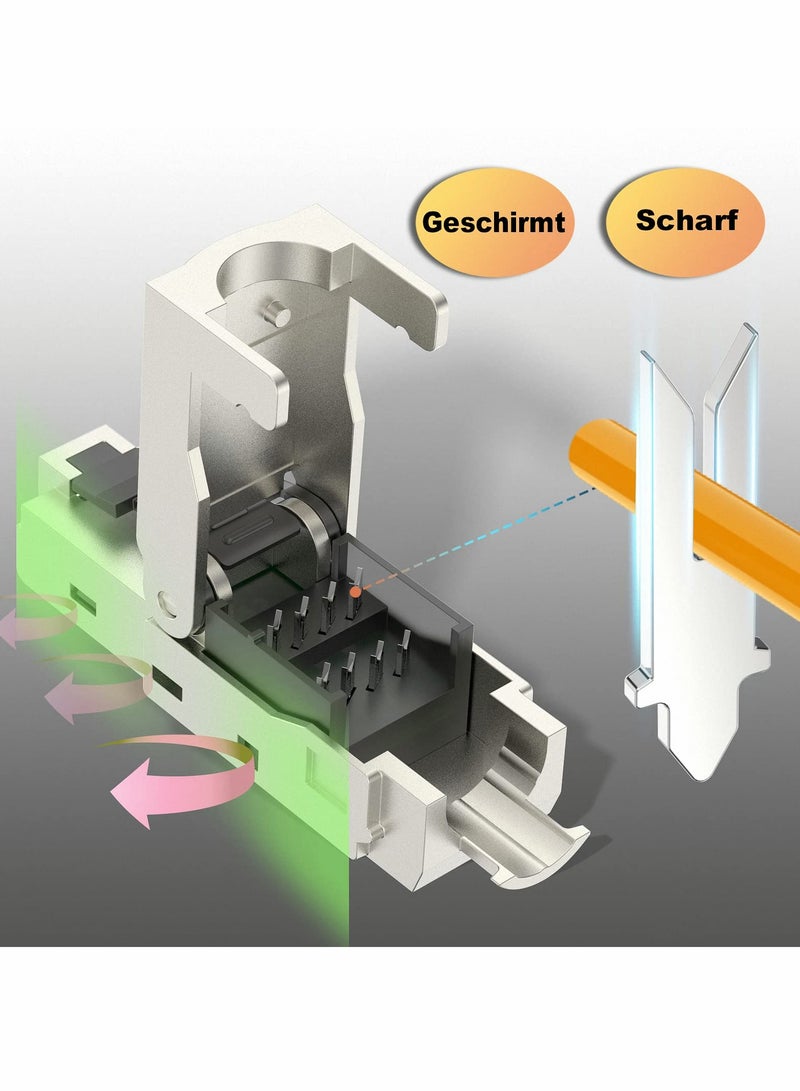 Excefore RJ45 Cat7 Connector, Tool-Free Toolless RJ45 Termination Plug Reusable Shielded for Ethernet Cables 10Gbps POE (2 Pack) - Image 5