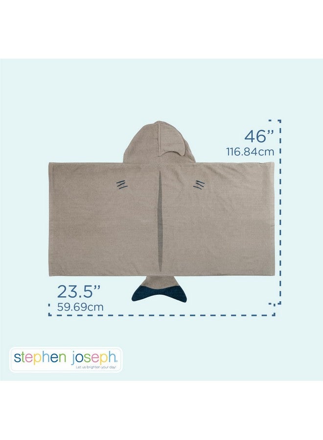 Stephen Joseph Unisex Kids Bath and Beach Soft Cotton Velour Hooded Towel, Size 46”x24” - Image 4