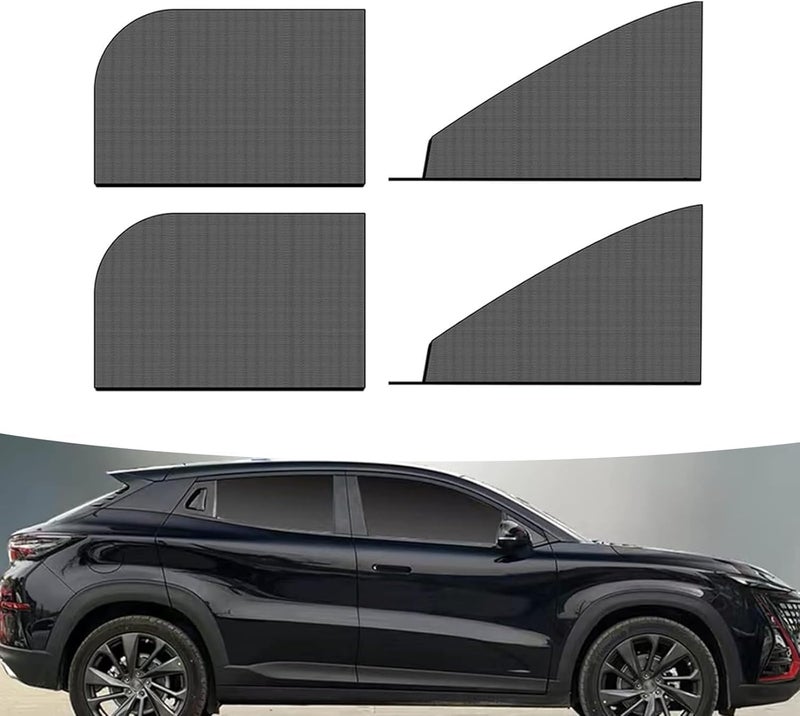 SLIMI 4 PCS Car Window Screens Sunshade and Breathable Sun Screen MeshMultifunctional Double Layer Front and Rear Side Window Privacy Protection Car Window Shades Mesh for Most SUVs Black - Image 3