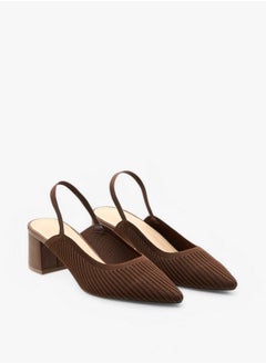 Flora Bella By Shoexpress Textured Slingback Shoes with Block Heels  - Image 1