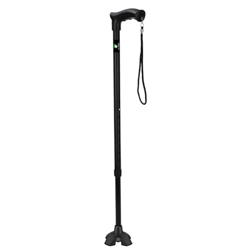 Dr. TORSO Walking Stick with Self Standing Base and Adjustable Height, Mild-Steel Body for Men/Women, Patients, Old People (Black) - Image 1