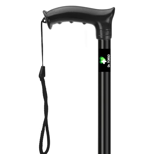 Dr. TORSO Walking Stick with Self Standing Base and Adjustable Height, Mild-Steel Body for Men/Women, Patients, Old People (Black) - Image 4