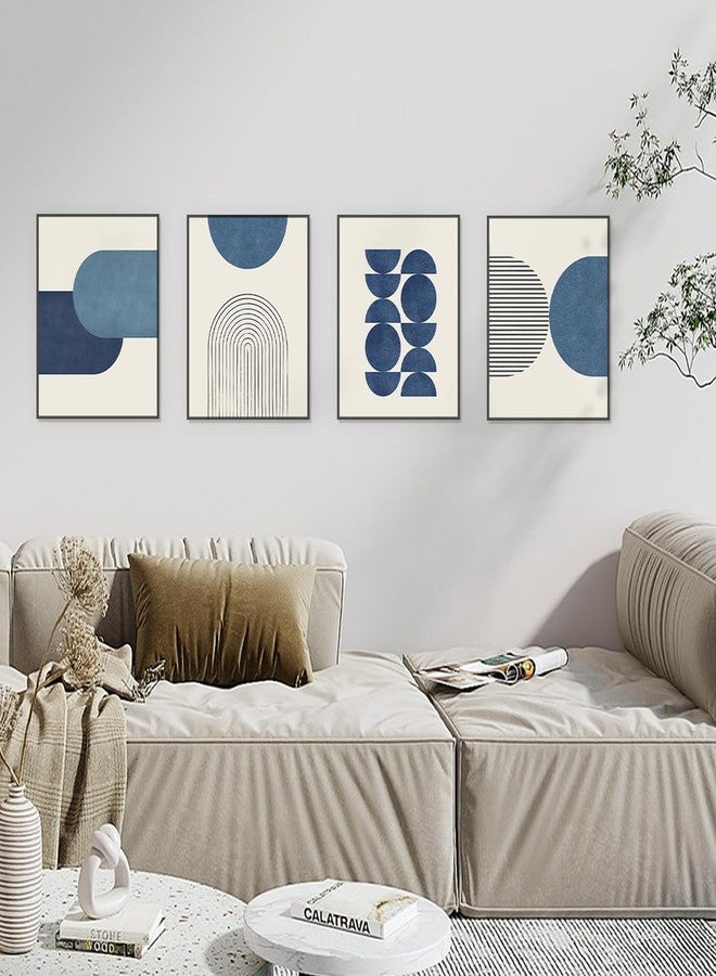 PLKMN Navy Blue Abstract art wall decor Set of 4 - Boho Wall Art, Minimalist Geometric Wall Art Prints Decor, Bohemian Wall Art Decor for Bedroom Office,Navyblue 8x10 (Unframed) - Image 2