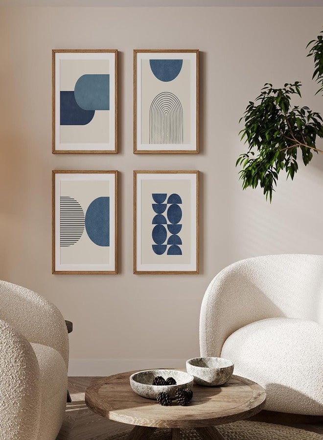 PLKMN Navy Blue Abstract art wall decor Set of 4 - Boho Wall Art, Minimalist Geometric Wall Art Prints Decor, Bohemian Wall Art Decor for Bedroom Office,Navyblue 8x10 (Unframed) - Image 4