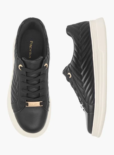 Paprika Women's Quilted Metallic Sneakers With Lace-Up Closure