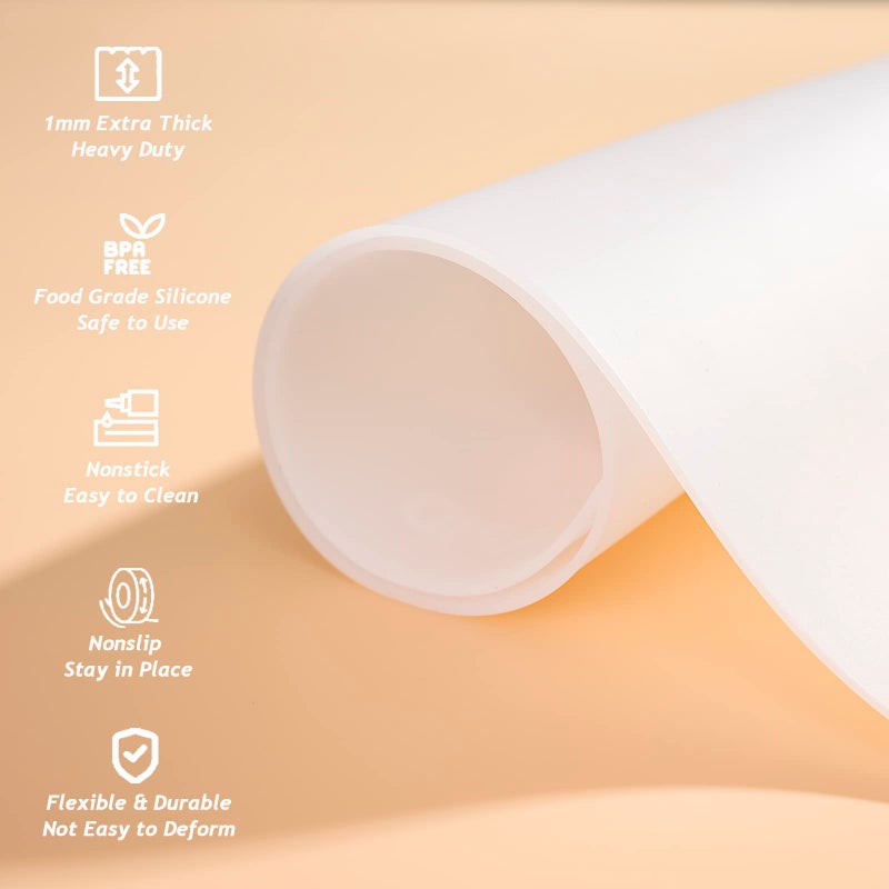 SAPID Extra Large Silicone Mat 36" x 24" Place Mats, Heat Resistant Mat for Kitchen Countertop Protector, Thick Placemats Silicone Mats for Kitchen Counter Mat Dining Table Mat, White Translucent, Sapid - Image 4