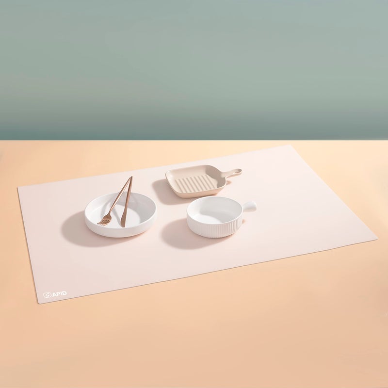 SAPID Extra Large Silicone Mat 36" x 24" Place Mats, Heat Resistant Mat for Kitchen Countertop Protector, Thick Placemats Silicone Mats for Kitchen Counter Mat Dining Table Mat, White Translucent, Sapid - Image 1