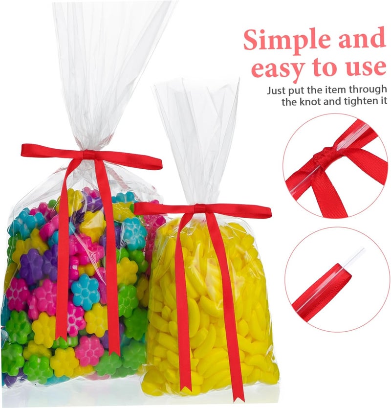 24pcs Decorative Tie Bows Satin Ribbon for Treat Bags Favor Bags Wrapping Versatile Ties for Crafting Holiday Decorating Secure Easy to Use - Image 3