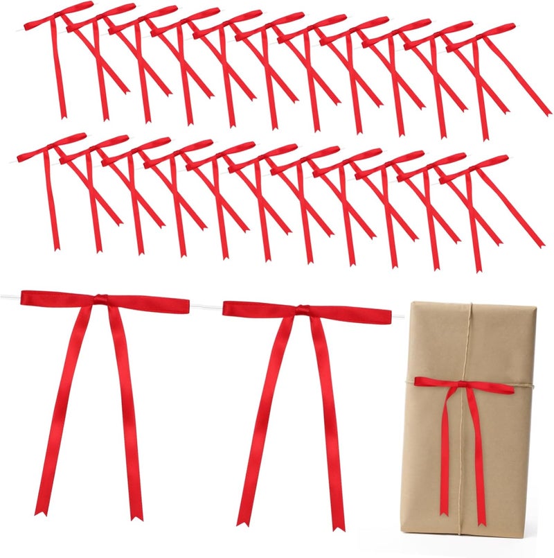 24pcs Decorative Tie Bows Satin Ribbon for Treat Bags Favor Bags Wrapping Versatile Ties for Crafting Holiday Decorating Secure Easy to Use - Image 1