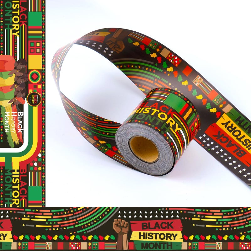 JYNTERPLAY 72ft Black History Month Bulletin Board Border Kente Cloth Two-Sided Printed Trim Paper Classroom Chalkboard Decorations for African American Celebration Party School Decor - Image 1