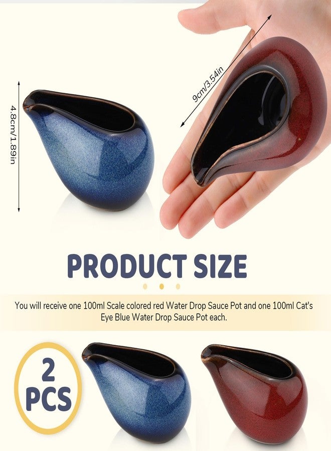 Yitexin 2 Pack Fine Porcelain Gravy Boat, 3.5Oz/100 ml Small Ceramic Creamer Container with Spout, Coffee Sauce Milk Pitcher Set for Breakfast Restaurant Home Salad Dressing (Style B) - Image 2