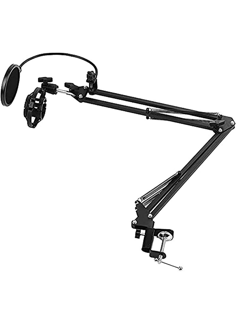 JZS Microphone Arm Stand, Adjustable Mic Boom, Mic Suspension Scissor Boom with Mic Clip, Boom Arm Microphone Mic Stand for Voice-over, Gaming, Recording, Studio, Home Office - Image 1