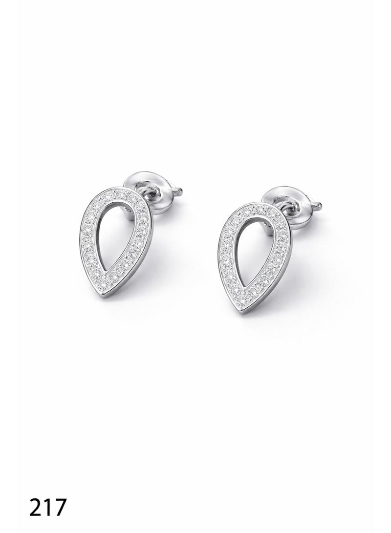 3Diamonds Platinum & Rhodium Plated Teardrop Stud Earrings Zircon - Image 4