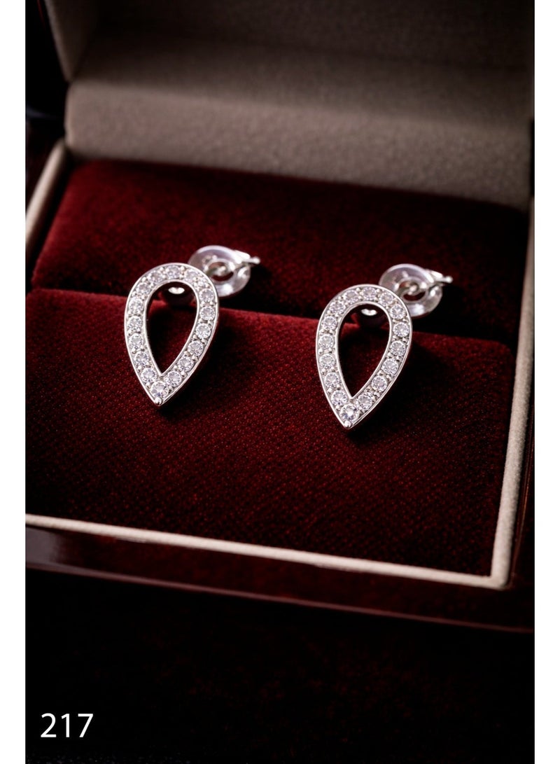 3Diamonds Platinum & Rhodium Plated Teardrop Stud Earrings Zircon - Image 1
