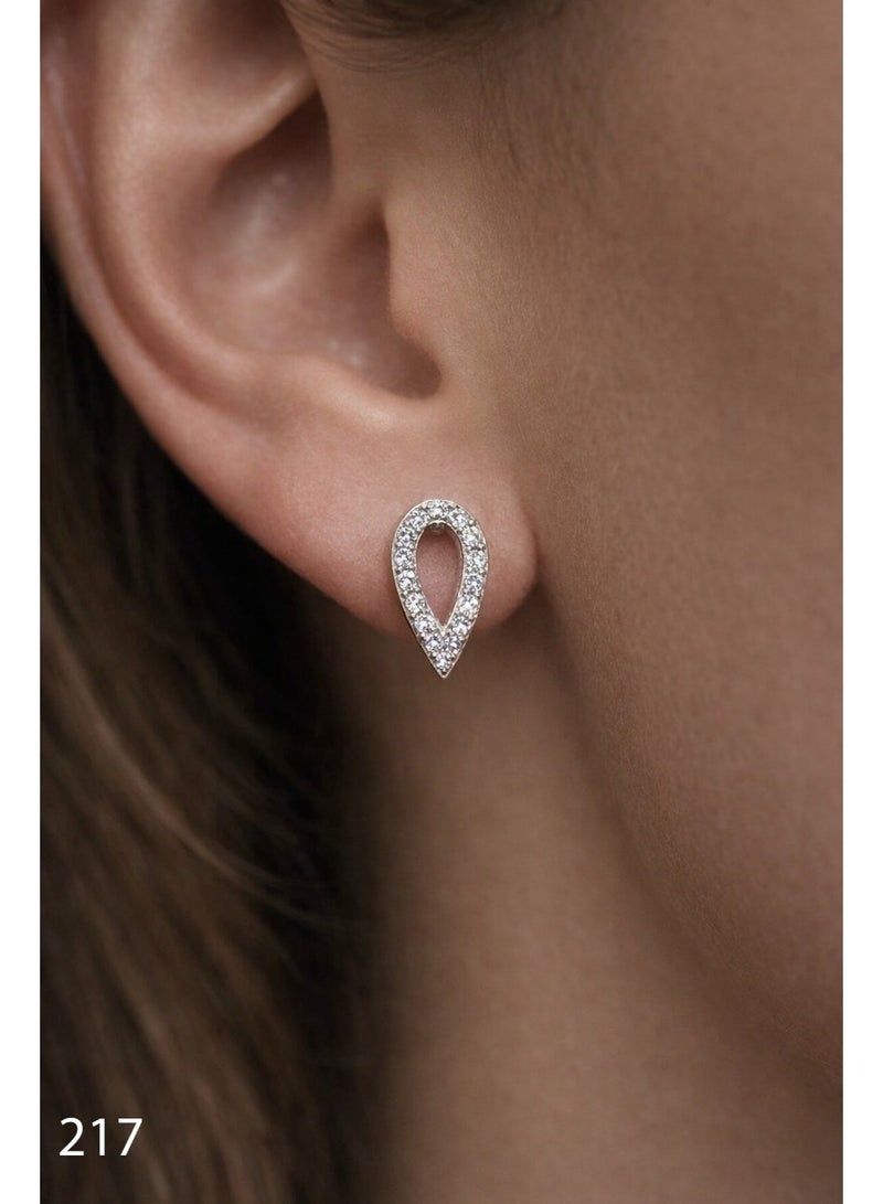 3Diamonds Platinum & Rhodium Plated Teardrop Stud Earrings Zircon - Image 2