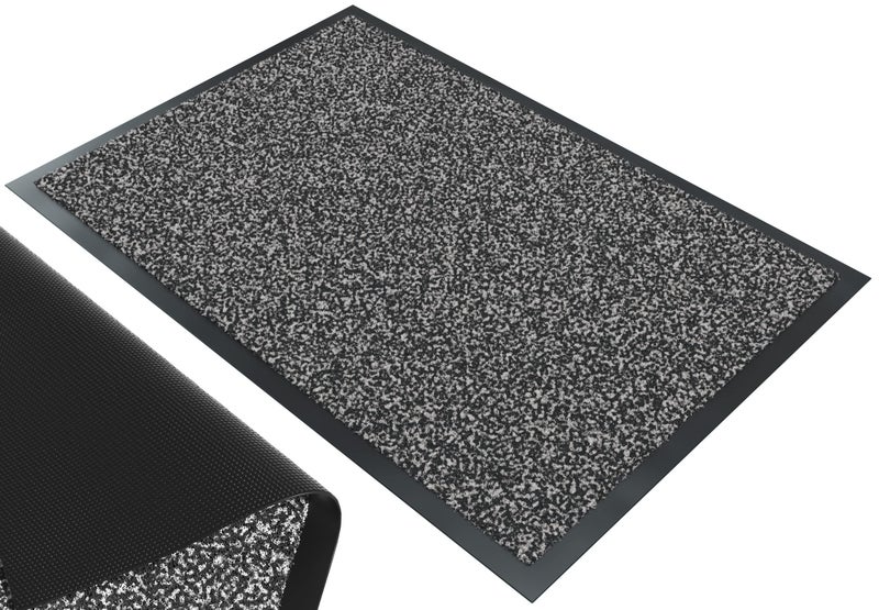 VOUNOT Door Mats for Outdoor or Indoor Dirt trapper Non Slip Barrier Mat Washable Welcome Doormat Entrance Rug GreyBlack 60x90cm