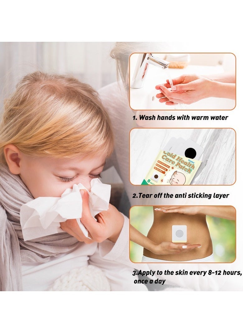 Sumifun 2-PACKS Acupuncture Care Patch, Relieves Nasal Congestion, Runny Nose, Sore Throat and Other Cold Symptoms, 8 Patches/Bag - Image 4