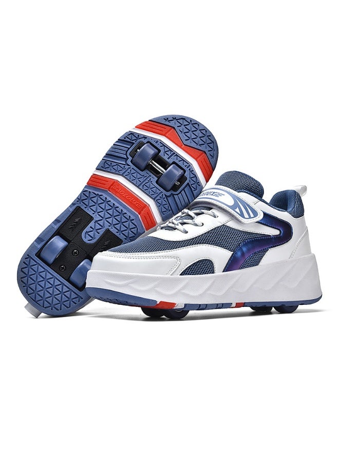 NIBEMINENT Kids Roller Skates Shoes 4 Wheels Roller Shoes Boys Girls Wheel Shoes Roller Sneakers Shoes for Beginner More Balanced  - Image 1