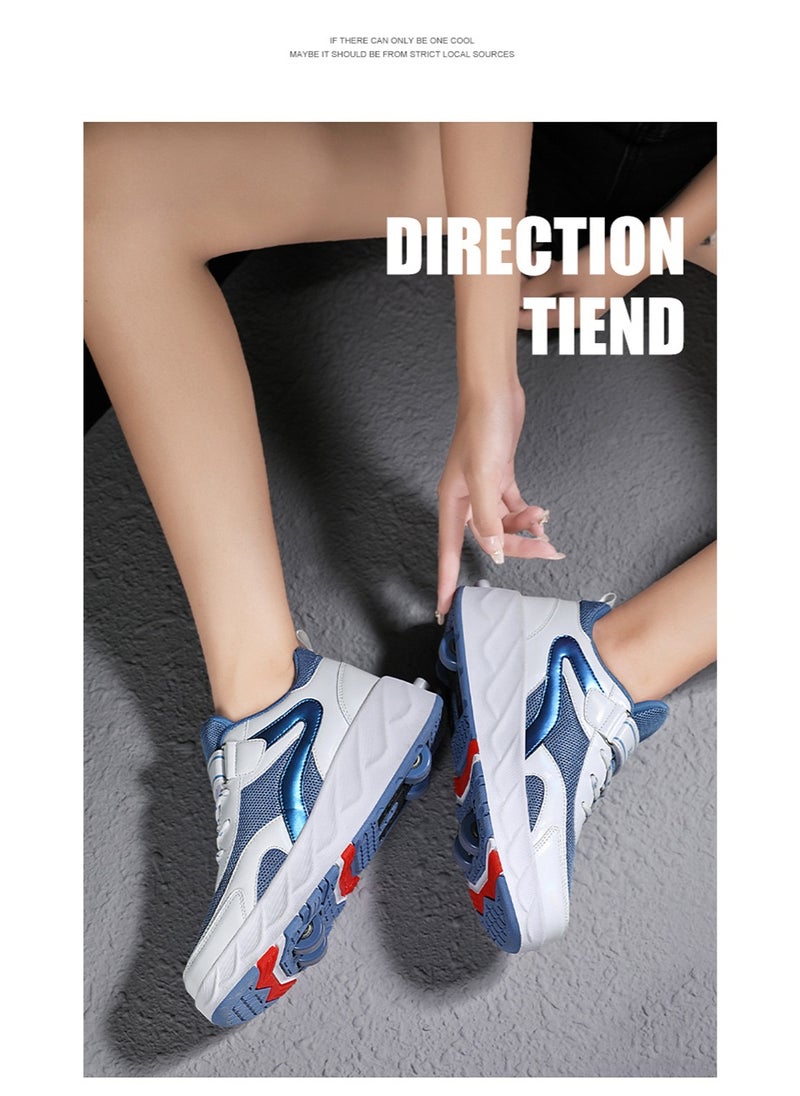 NIBEMINENT Kids Roller Skates Shoes 4 Wheels Roller Shoes Boys Girls Wheel Shoes Roller Sneakers Shoes for Beginner More Balanced  - Image 2