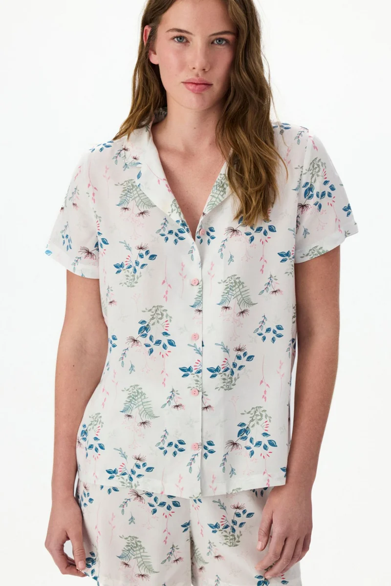 Penti PENTI Broken Petal Mist Floral Short Sleeve Shirt Pajama Set