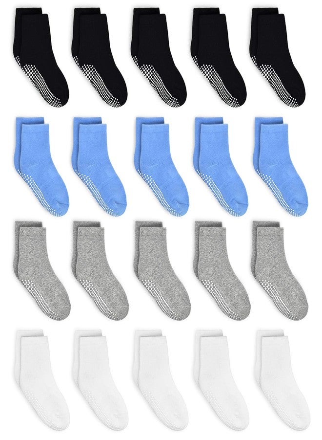 Tphon Non Skid Boys Socks Toddler Non Slip Socks with Grips 20 Pairs Tphon Sticky Crew Socks for Infants Baby Kids(3-5 Years) - Image 1