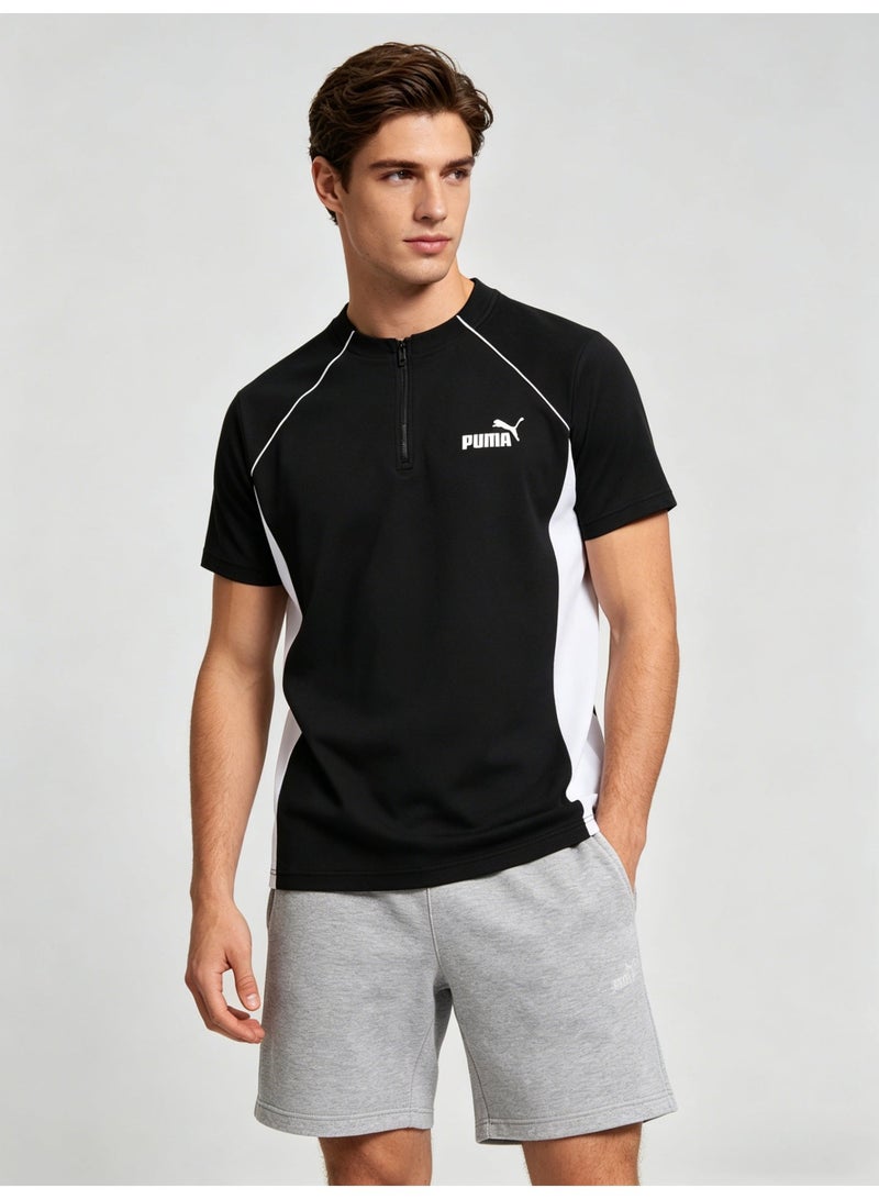 بوما PUMA Men’s Black & White Quarter-Zip Tee | Sporty Modern Essential - Image 3
