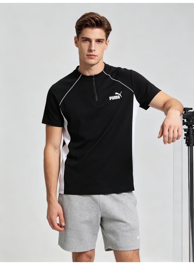 بوما PUMA Men’s Black & White Quarter-Zip Tee | Sporty Modern Essential - Image 5