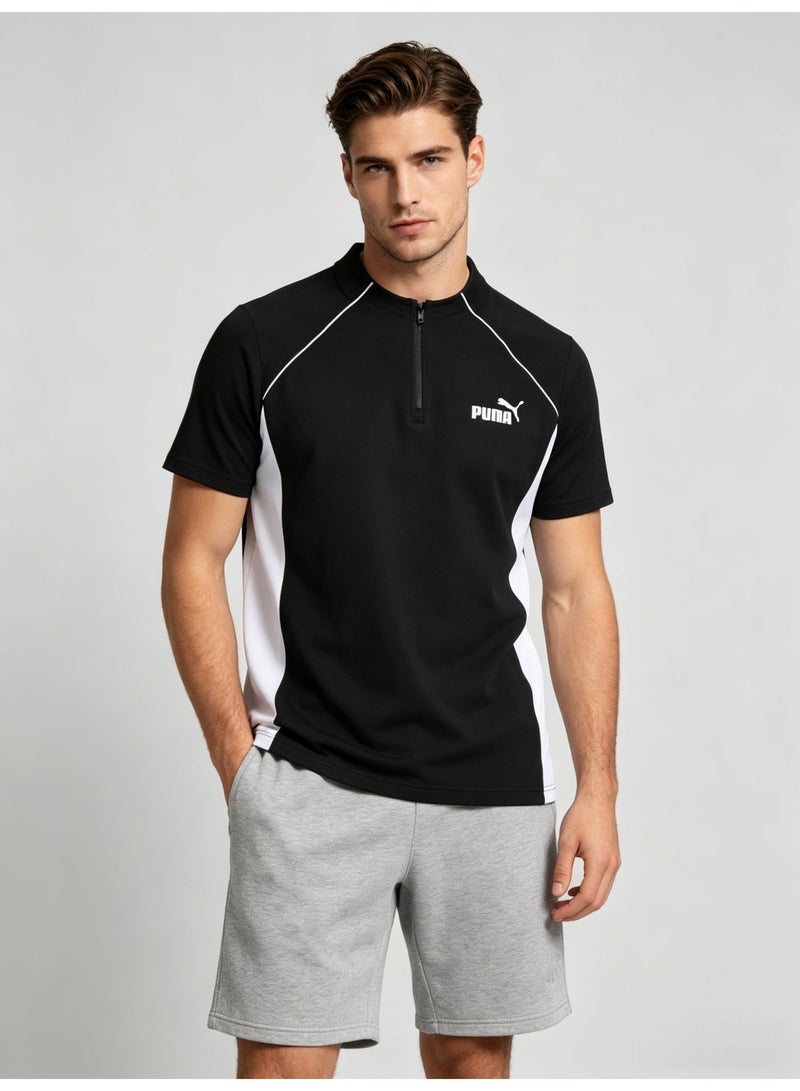 بوما PUMA Men’s Black & White Quarter-Zip Tee | Sporty Modern Essential - Image 4