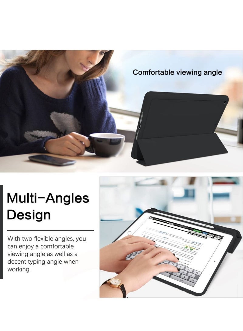 غطاء SmartGrist لجهاز iPad الجيل السادس، غطاء لجهاز iPad الجيل الخامس مع حامل قلم، غطاء لوحي فاخر قابل للطي مع وظيفة الاستيقاظ/النوم التلقائي لحماية جهاز iPad 9.7 بوصة 2018/2017، أسود - Image 4