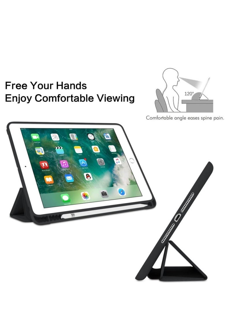 غطاء SmartGrist لجهاز iPad الجيل السادس، غطاء لجهاز iPad الجيل الخامس مع حامل قلم، غطاء لوحي فاخر قابل للطي مع وظيفة الاستيقاظ/النوم التلقائي لحماية جهاز iPad 9.7 بوصة 2018/2017، أسود - Image 2