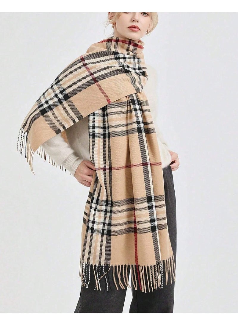 SHEIN1pc Women's Plaid Polyester Elegant Scarf, Suitable For Daily Wear And Parties - Image 2