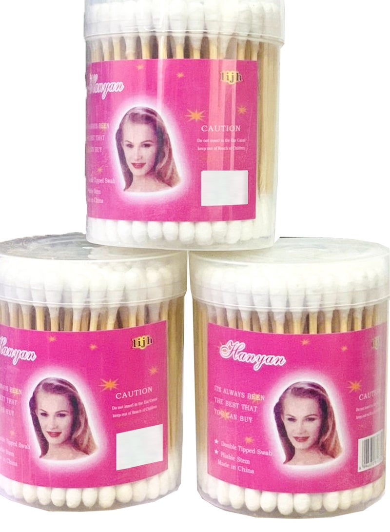 ماركة غير محددة سلاكه اذن قطنية، أعواد خشبيه ، بأطراف حلزونية ومستديرة، 3 قطع * 200 عود  - Image 1