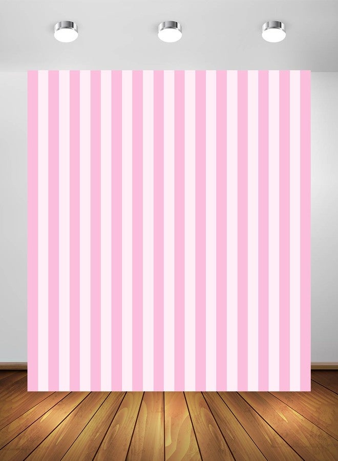 BELECO 7x5ft Fabric Pink White Stripes Backdrop Pink and White Stripe Background for Baby Kids Girls Birthday Photoshoot Baby Shower Party Decorations Banner Photo Booth Studio Props - Image 1