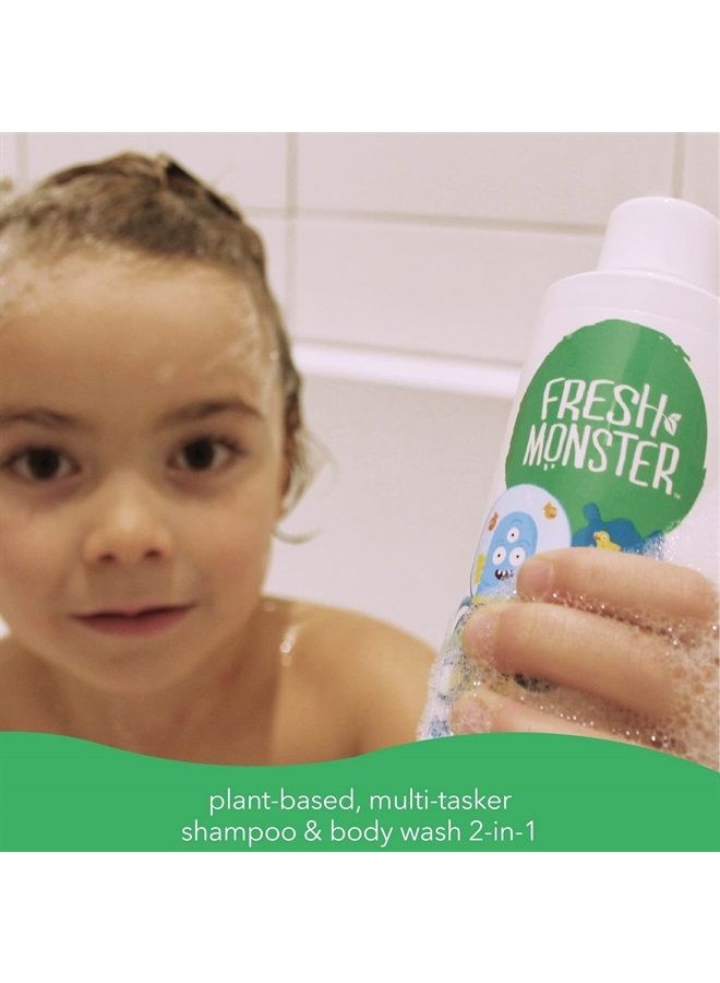 Fresh Monster شامبو وغسول جسم للأطفال 2 في 1، خالي من السموم، مضاد للحساسية، شامبو وغسول طبيعي للأطفال، رذاذ المحيط (عبوتان، 8.5 أونصة/كل منهما) - Image 3