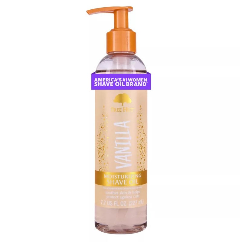 Tree Hut زيت حلاقة مرطب من تري هات سانتال هاز، تركيبة جل إلى زيت، حاجز مرطب فائق للحصول على حلاقة قريبة وناعمة، لجميع أنواع البشرة، 7.7 أونصة سائلة، العطر: فانيلا - Image 1
